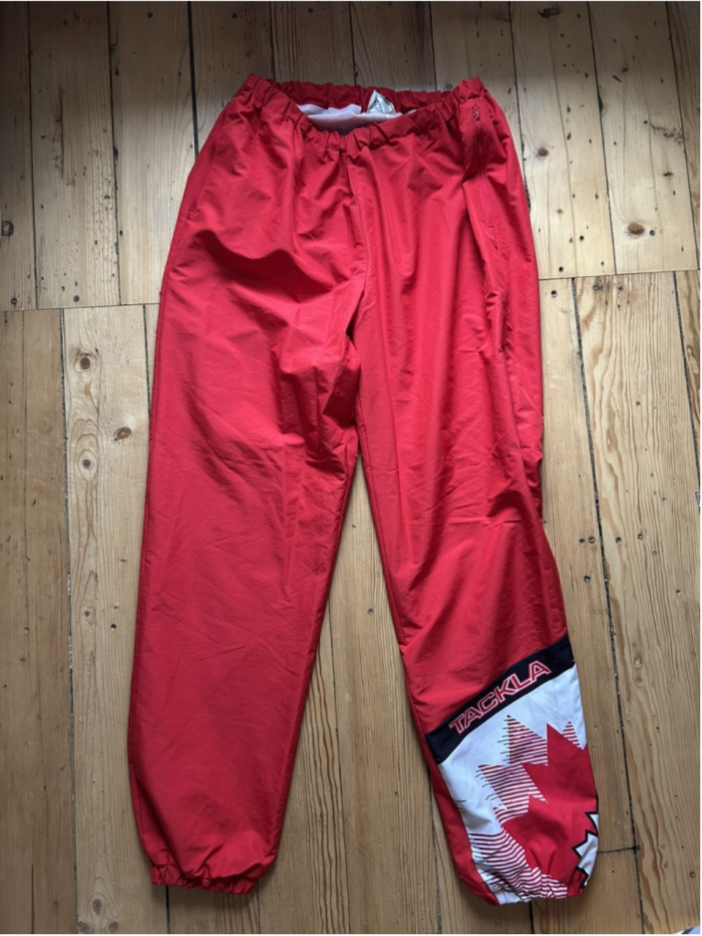 1990's IIHF Team CANADA Ice Hockey Pants Red TACKLA Size L Never Worn